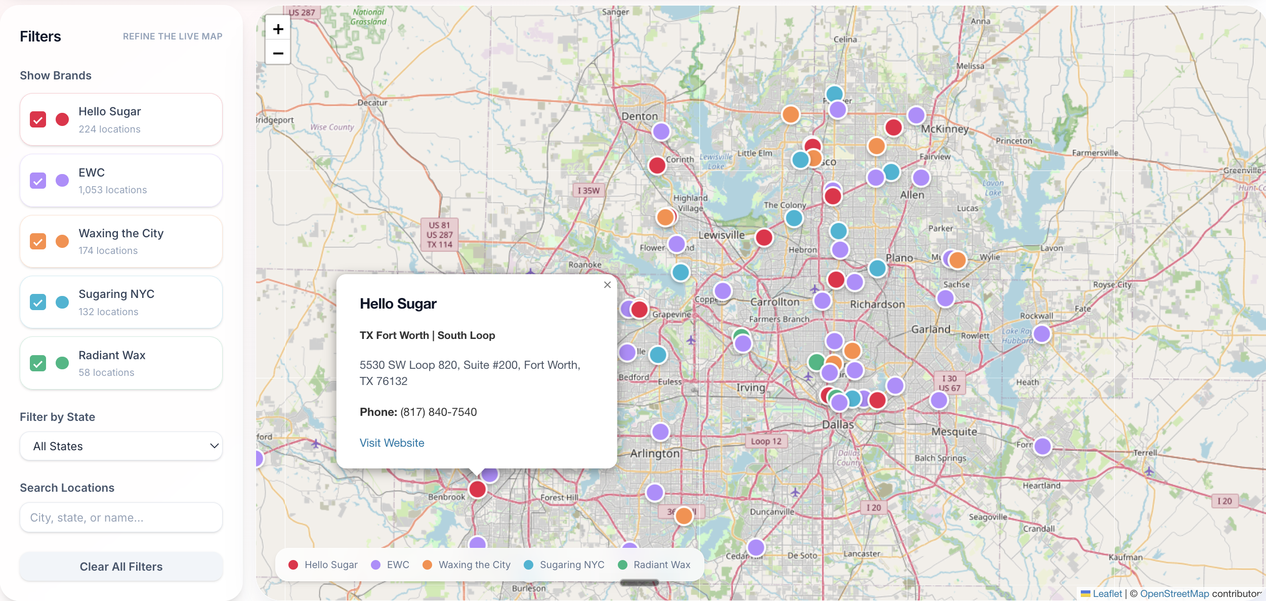 DFW market zoomed view